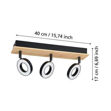 Eglo - Foco LED 3xLED/4,2W/230V negro/marrón