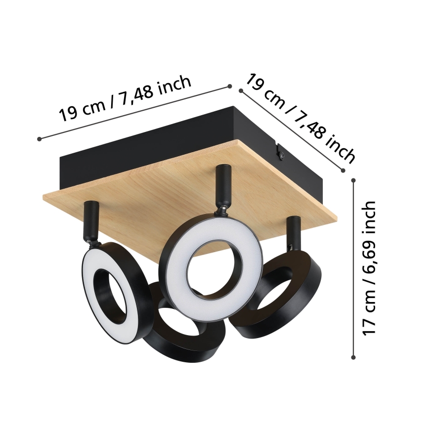 Eglo - Lámpara de focos LED 4xLED/4,2W/230V negro/marrón