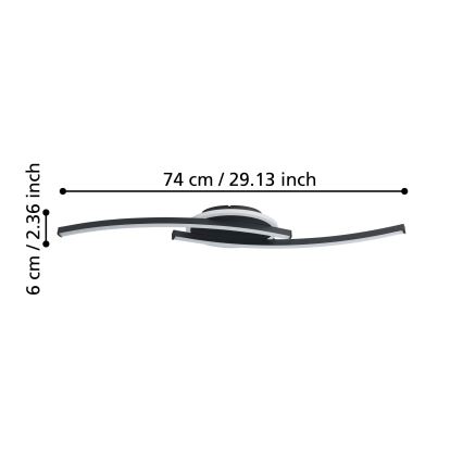 Eglo - Plafón LED LED/12W/230V 4000K negro
