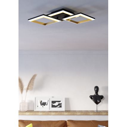 Eglo - Plafón LED regulable LED/20W/230V 4000K negro/dorado