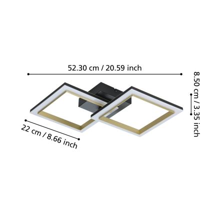 Eglo - Plafón LED regulable LED/18,4W/230V 4000K negro/dorado