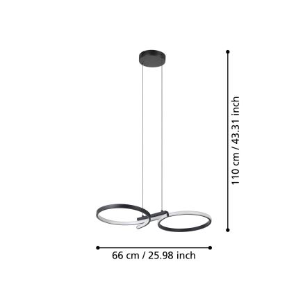 Eglo - Lámpara LED colgante LED/21W/230V 3000K negro