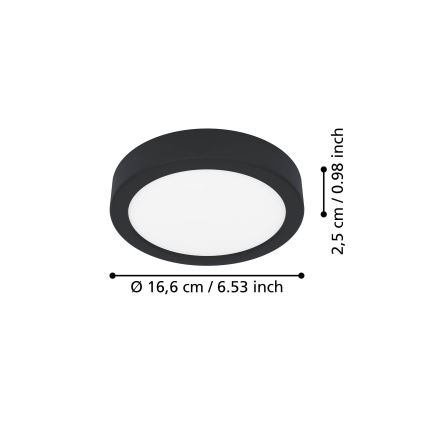 Eglo - Lámpara de techo LED/7,5W/230V 2700/4000/6500K diámetro 16,6 cm negra