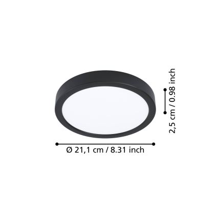 Eglo - Lámpara de techo LED/11,5W/230V 2700/4000/6500K Ø 21,1 cm negra