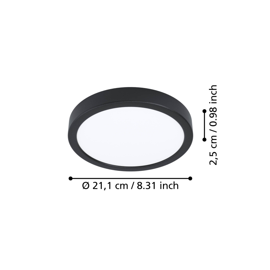Eglo - Lámpara de techo LED/11,5W/230V 2700/4000/6500K Ø 21,1 cm negra