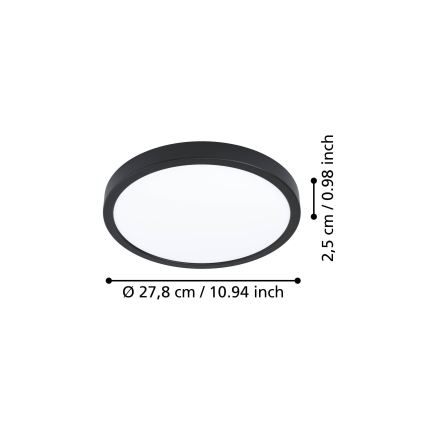 Eglo - Luminaria de techo LED/14,2W/230V 2700/4000/6500K diámetro 27,8 cm negra