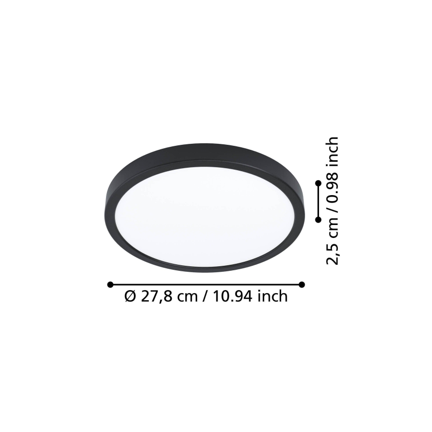 Eglo - Luminaria de techo LED/14,2W/230V 2700/4000/6500K diámetro 27,8 cm negra