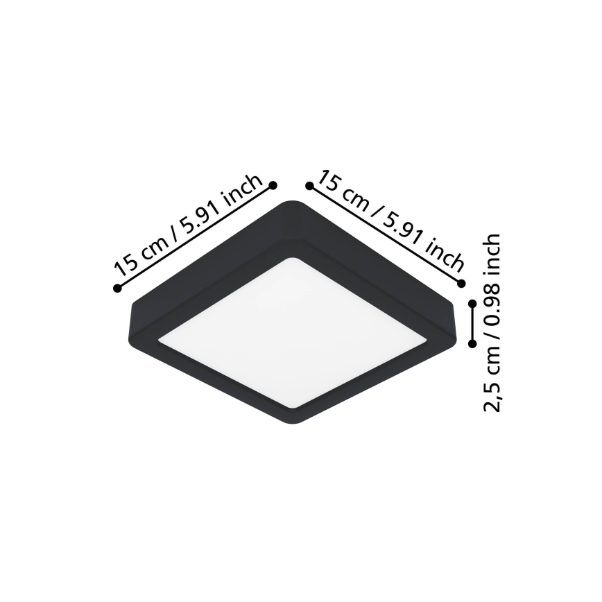 Eglo - Lámpara de techo LED 7 W/230 V 2700/4000/6500 K 15 x 15 cm negra