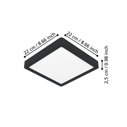 Eglo - Plafón LED/10,5W/230V 2700/4000/6500K 22x22cm negro