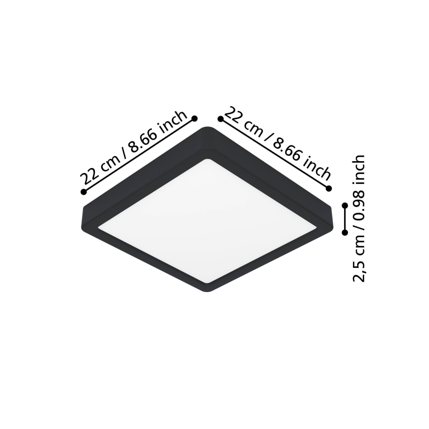 Eglo - Plafón LED/10,5W/230V 2700/4000/6500K 22x22cm negro