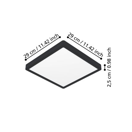 Eglo - Plafón LED/13W/230V 2700/4000/6500K 29x29cm negro