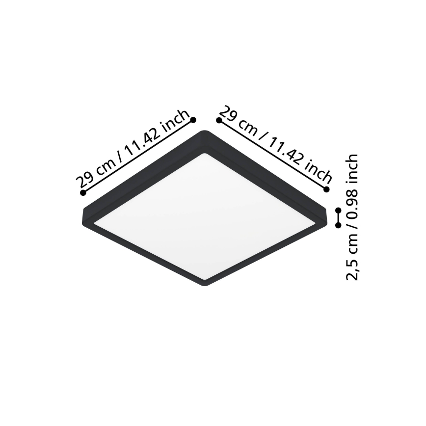 Eglo - Plafón LED/13W/230V 2700/4000/6500K 29x29cm negro