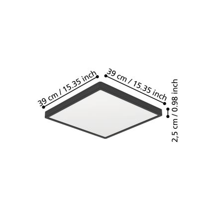Eglo - Plafón LED/17,5W/230V 2700/4000/6500K 39x39 cm negro