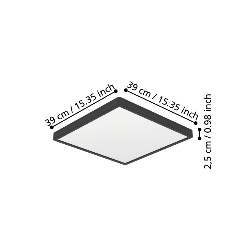 Eglo - Plafón LED/17,5W/230V 2700/4000/6500K 39x39 cm negro