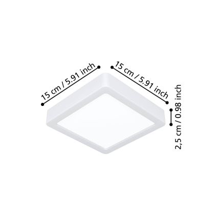 Eglo - Lámpara de techo LED/7W/230V 2700/4000/6500K 15x15 cm blanca