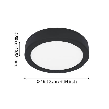 Eglo - Plafón LED para baño LED/7,5W/230V Ø 16,6 cm IP44 negro
