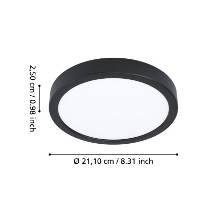 Eglo - Lámpara de techo LED para baño LED/11,5 W/230 V Ø 21,1 cm IP44 negra