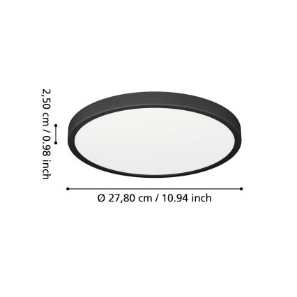 Eglo - Lámpara de techo LED para baño LED/14,2W/230V 2700/4000/6500K Ø 27,8 cm IP44 negra