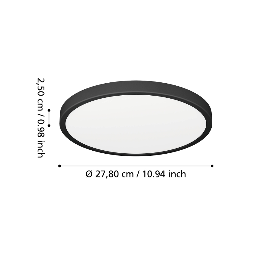 Eglo - Lámpara de techo LED para baño LED/14,2W/230V 2700/4000/6500K Ø 27,8 cm IP44 negra