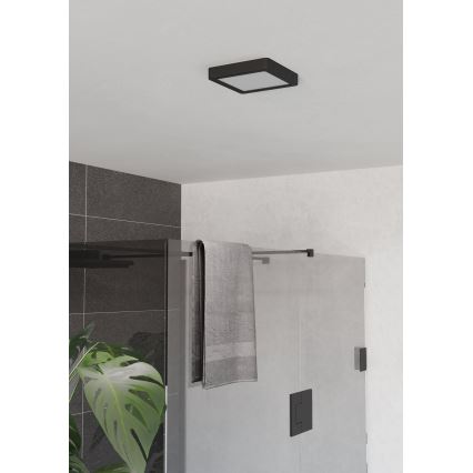 Eglo - Plafón LED para baño, 7 W, 230 V, 15 x 15 cm, IP44, negro