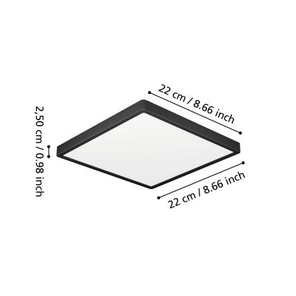 Eglo - Plafón de techo para baño LED/10,5W/230V 22x22 cm IP44 negro