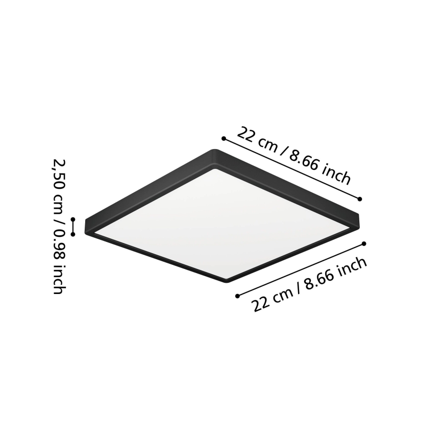 Eglo - Plafón de techo para baño LED/10,5W/230V 22x22 cm IP44 negro