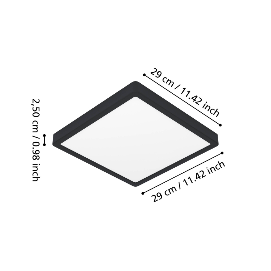 Eglo - LED Lámpara de techo para baño LED/13W/230V 29x29 cm IP44 negra