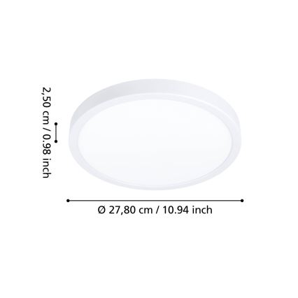Eglo - Plafón LED para baño, 14,2 W, 230 V, diámetro 27,8 cm, IP44, blanco