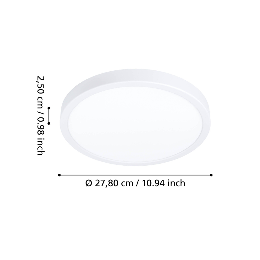 Eglo - Plafón LED para baño, 14,2 W, 230 V, diámetro 27,8 cm, IP44, blanco