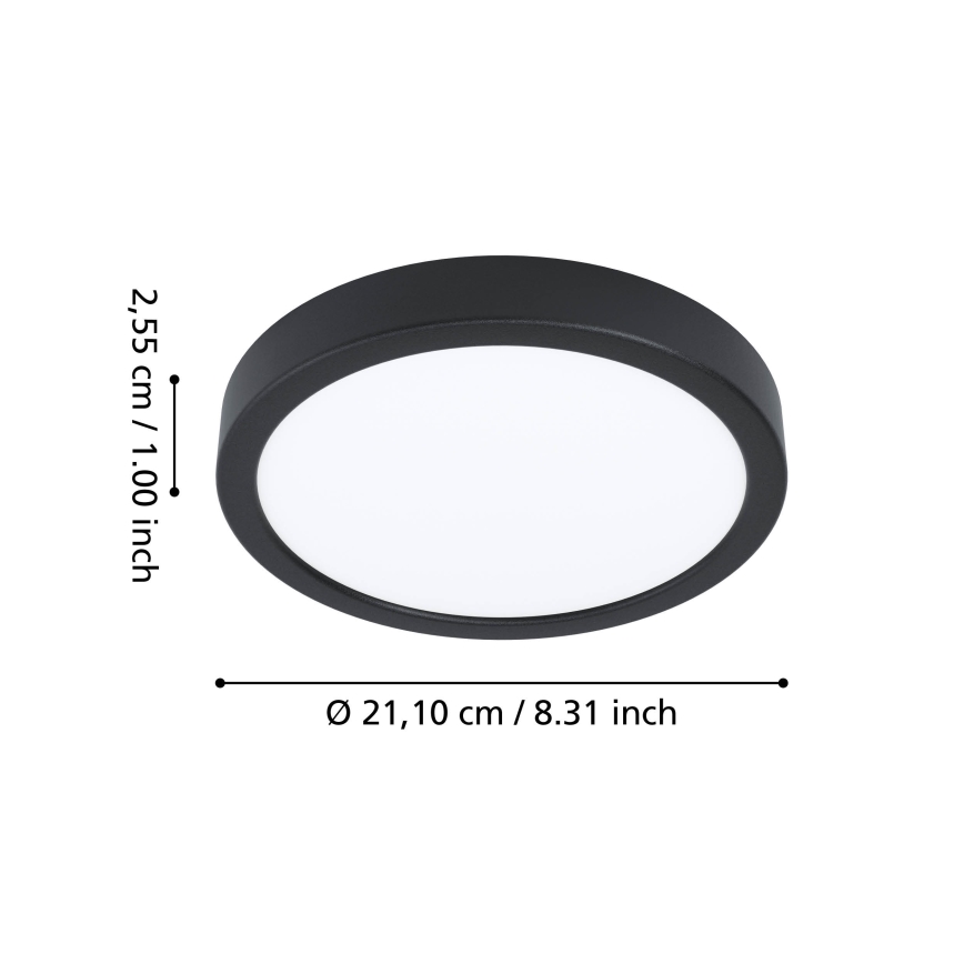 Eglo - Lámpara de techo regulable para baño LED RGBW LED/11,2W/230V 2700-6500K Ø 21,1cm IP44 negra