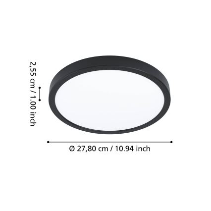 Eglo - Plafón de techo para baño LED RGBW regulable LED/14,3W/230V 2700-6500K Ø 27,8cm IP44 negro