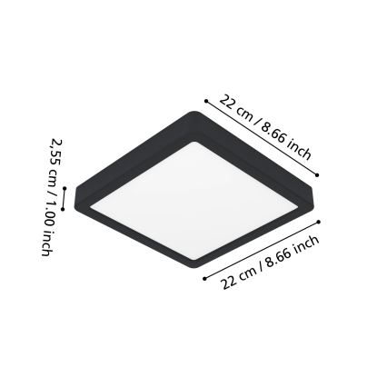 Eglo - Plafón de techo para baño LED RGBW regulable LED/10,5W/230V 2700-6500K 22x22 cm IP44 negro