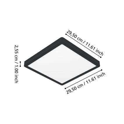 Eglo - Plafón de techo para baño LED RGBW regulable LED/13,5W/230V 2700-6500K 29,5x29,5 cm IP44 negro