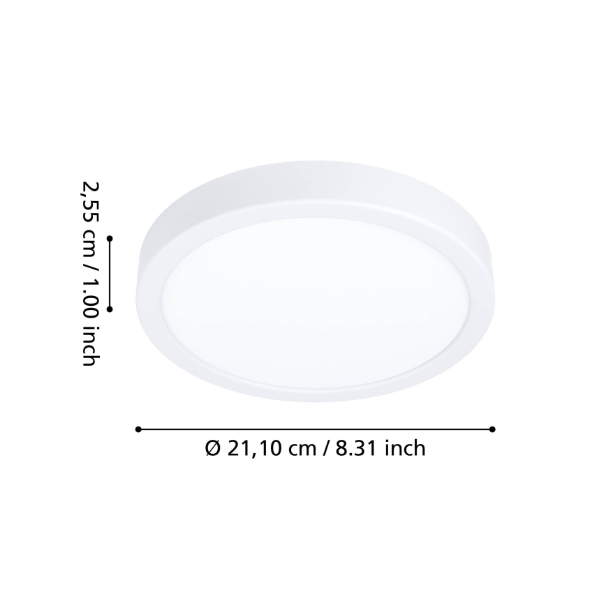 Eglo - Lámpara de techo LED RGBW regulable para baño, 11,2 W/230 V, 2700-6500K, diámetro 21,1 cm, IP44, blanco