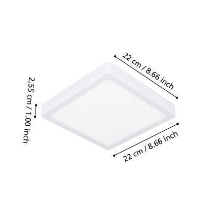 Eglo - Luminaria de techo para baño LED RGBW regulable LED/10,5W/230V 2700-6500K 22x22 cm IP44 blanca