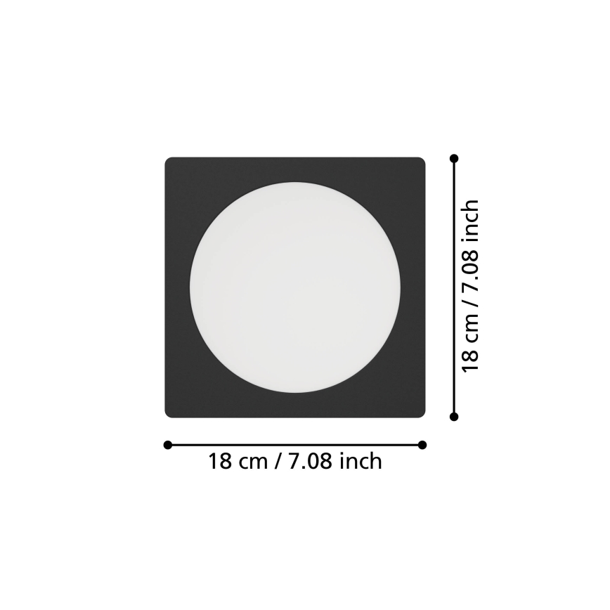 Eglo - Foco empotrado LED/10,5W/230V 2700/4000/6500K 16,6x16,6 cm negro