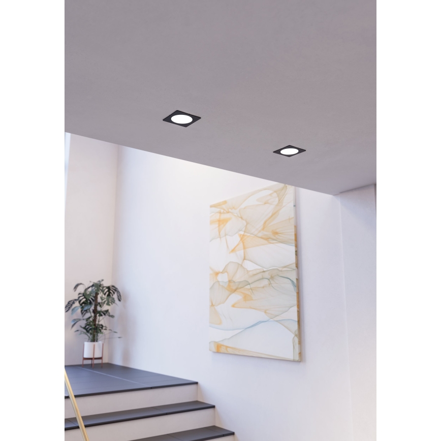 Eglo - Downlight empotrable LED/18,5W/230V 2700/4000/6500K 21,6x21,6 cm negro