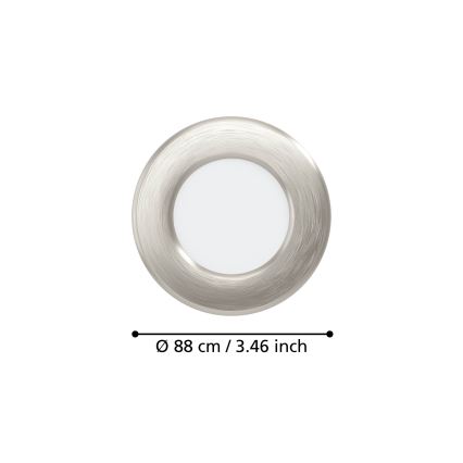 Eglo - Juego de 3 downlights empotrables LED LED/3,7W/230V 2700/4000/6500K Ø 8,8 cm cromo mate