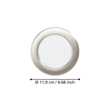 Eglo - Luminaria empotrada LED/6,3W/230V 2700/4000/6500K Ø 11,9 cm cromado mate