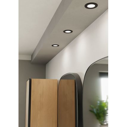 Eglo - Luminaria empotrada para baño LED/3,7W/230V 2700/4000/6500K diámetro 8,8 cm IP44 negra