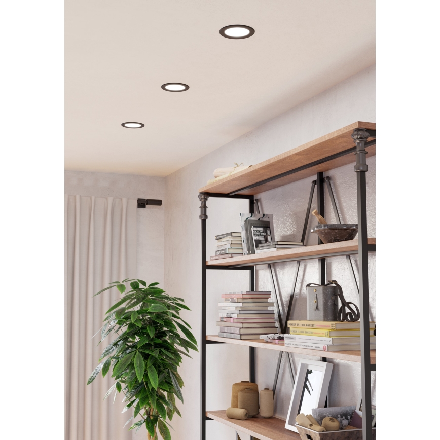 Eglo - LED downlight empotrado para baño LED/6,3W/230V 2700/4000/6500K Ø 11,9 cm IP44 negro