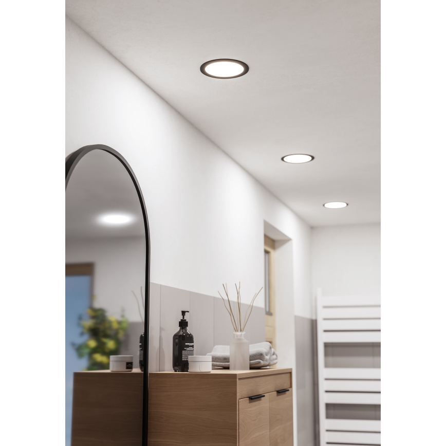 Eglo - Luminaria empotrada LED para baño 10,5 W/230 V 2700/4000/6500 K, diámetro 16,8 cm, IP44, negra