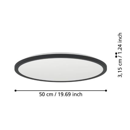 Eglo - Plafón LED de baño LED/16,8W/230V 2700/4000/6500K diá. 50 cm IP44 negro
