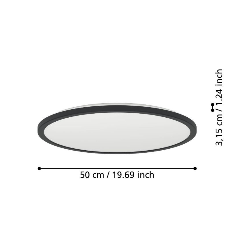 Eglo - Plafón LED de baño LED/16,8W/230V 2700/4000/6500K diá. 50 cm IP44 negro