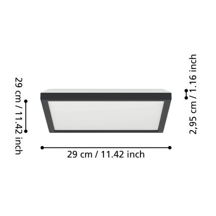 Eglo - Plafón LED de baño LED/13,4W/230V 2700/4000/6500K 29x29 cm IP44 negro