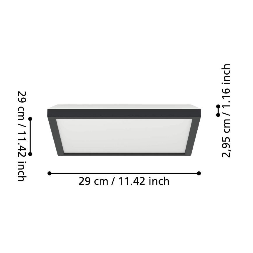 Eglo - Plafón LED de baño LED/13,4W/230V 2700/4000/6500K 29x29 cm IP44 negro