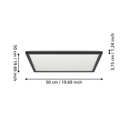 Eglo - Plafón LED de baño LED/17W/230V 2700/4000/6500K 50x50 cm IP44 negro