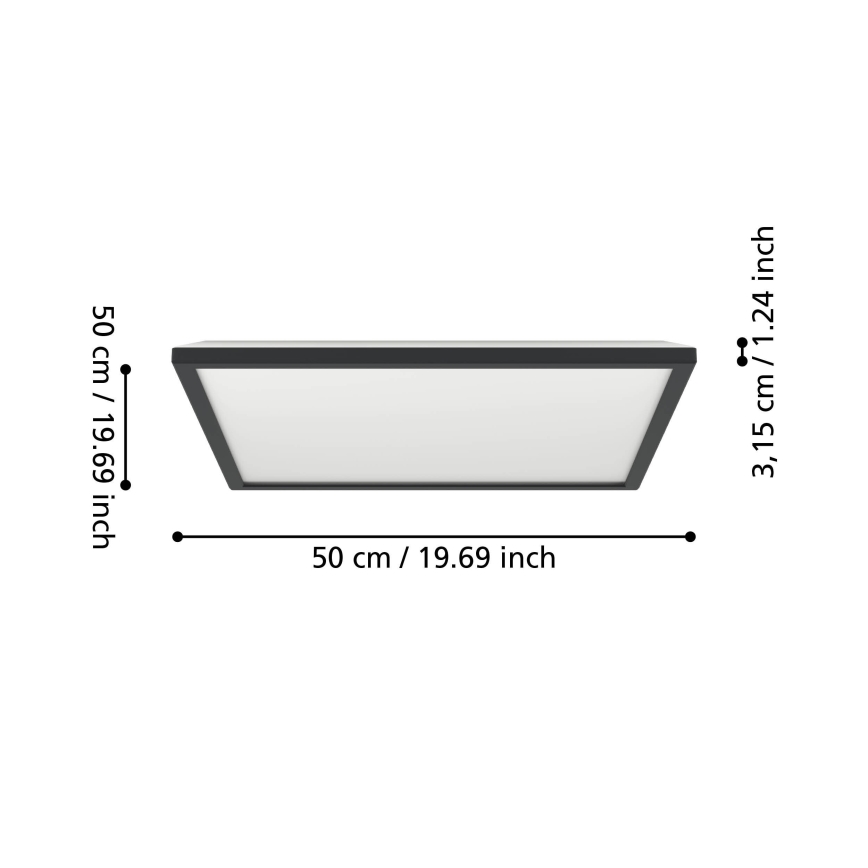 Eglo - Plafón LED de baño LED/17W/230V 2700/4000/6500K 50x50 cm IP44 negro
