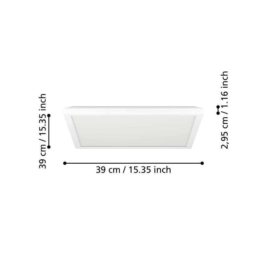 Eglo - Plafón LED de baño LED/17,6W/230V 2700K/4000K/6500K 39x39 cm IP44 blanco