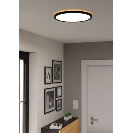 Eglo - Plafón de baño LED regulable LED/18,5W/230V 2700-6500K d. 38,9 cm IP44 negro + mando a distancia